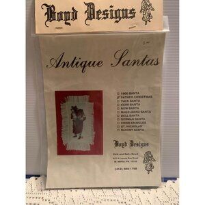 Boyd Father Christmas Antique Santas Cross-Stitch Pattern Holiday Craft 1990s